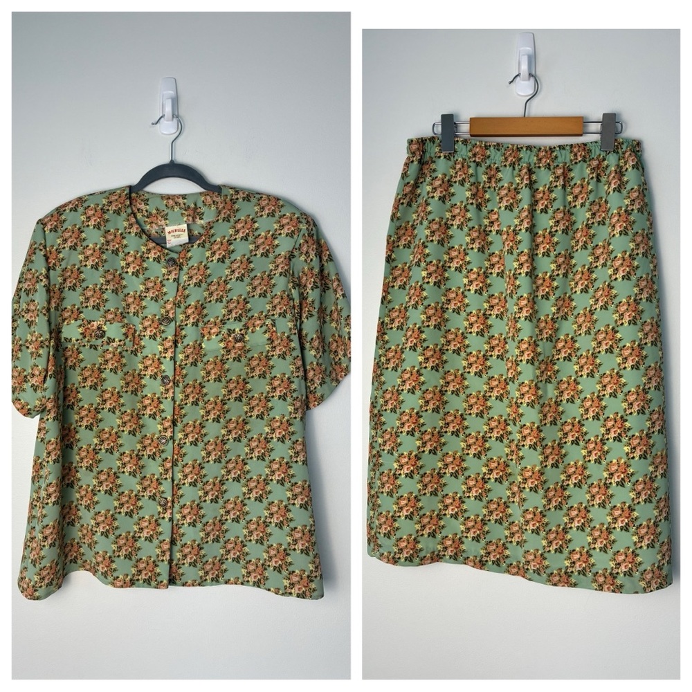 Vintage Michelle Floral Top & Skirt Set